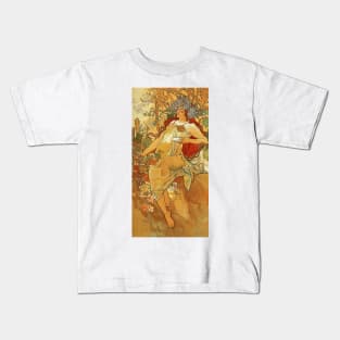 Autumn 1896 by Alphonse Mucha (His First Seasons Series) Kids T-Shirt